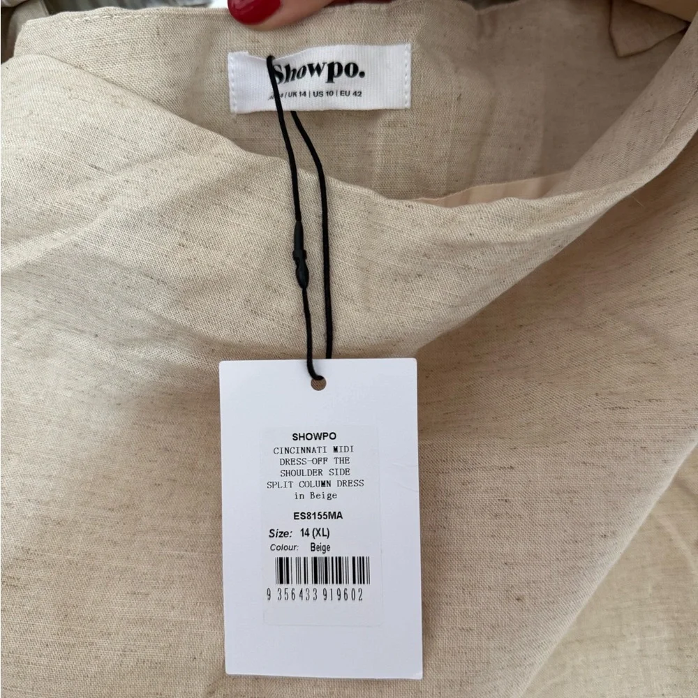 Showpo One-Shoulder Cream Midi Dress - Picture 7 of 10